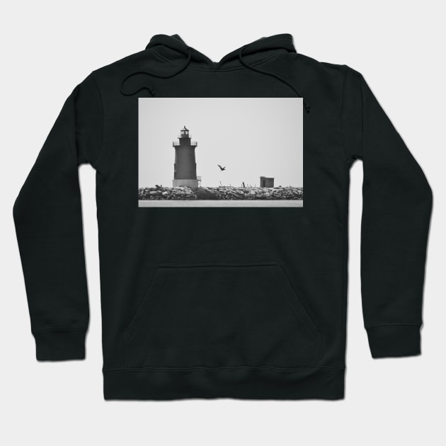 Light Gray - Cape Henlopen Lighthouse Hoodie by BeachBumPics